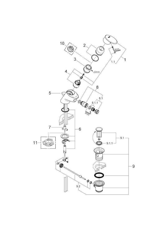 Grohe Μπαταρία Μπιντέ Ασημί
