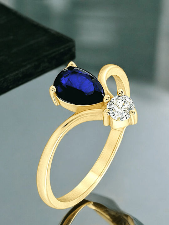Xryseio Ring with Zircon made of Gold 14K