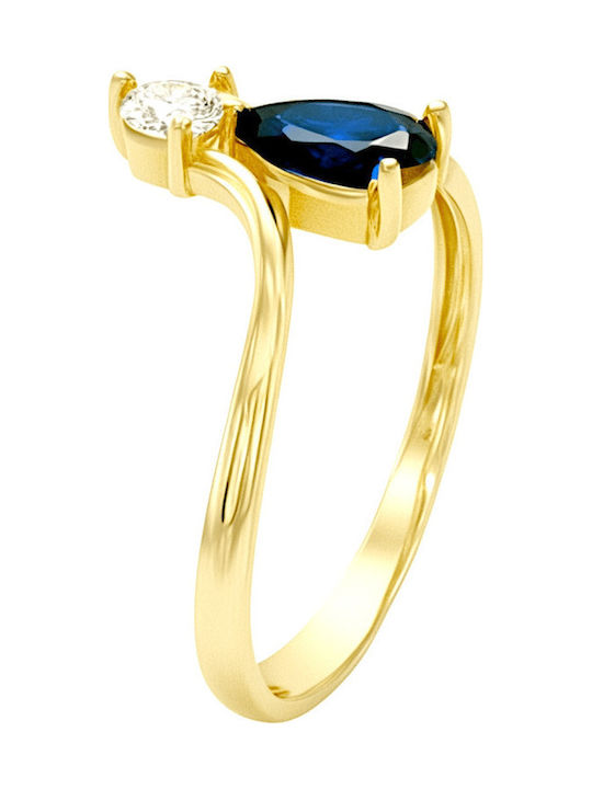 Xryseio Ring with Zircon made of Gold 14K