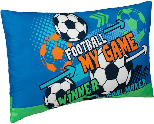 Pernă Decorativă Fotbal Albastru 50x30cm Poliester