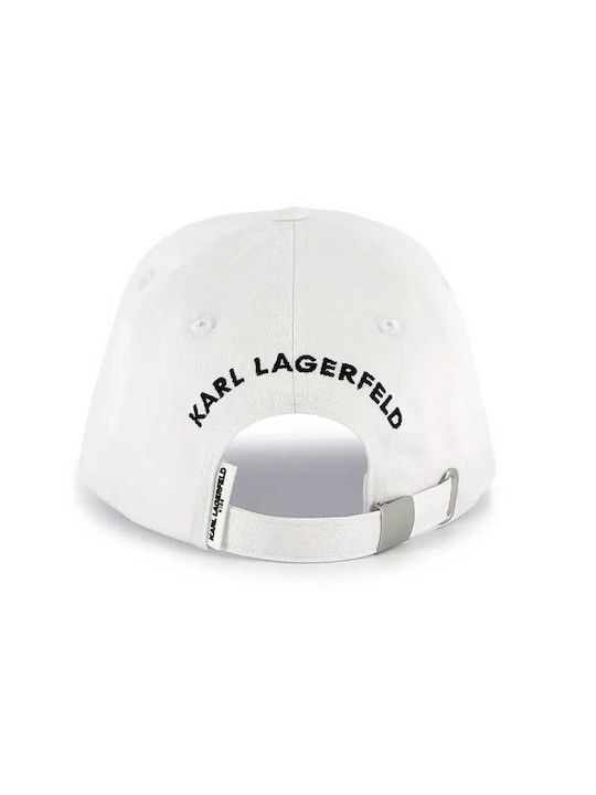 Karl Lagerfeld Kinderhut Jockey Stoff Weiß