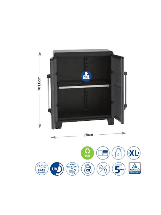 Δίφυλλη Ντουλάπα Transforming Pro Πλαστική με 1 Ράφι 120x22x46εκ.