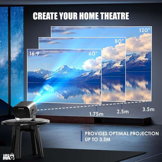 Linomag Mini Projector LCD HD Λάμπας LED με Wi-Fi και Ενσωματωμένα Ηχεία