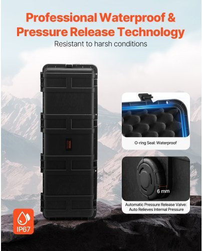 Vevor 5.5 Cubic Feet Waterproof Hard Case 3 Handles Large Capacity Black Case Ffystx72lfycxyxh8v0