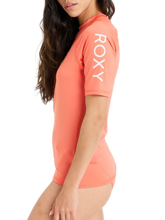 Roxy Whole Hearted UPF 50 Γυναικεία Κοντομάνικη Αντηλιακή Μπλούζα Πορτοκαλί