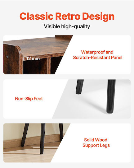 Vevor Vinyl Record Stand Wooden 2-Tier Up to 100 Albums Brown