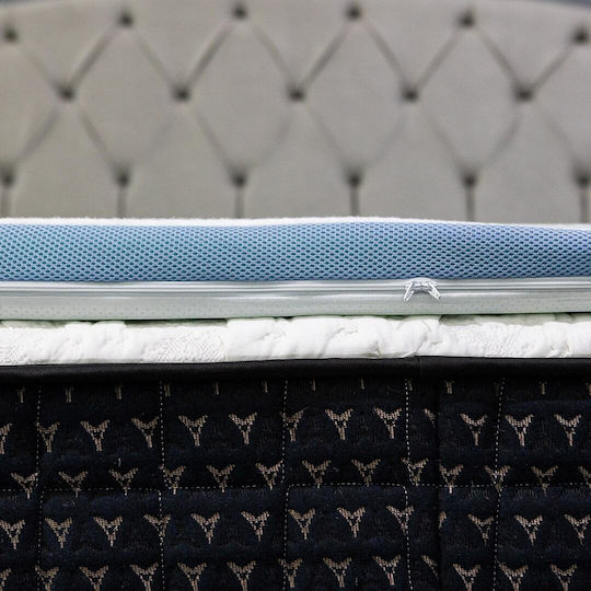 Como felt & wadding producers Mattress Topper Cool Gel Semi-Double Memory Foam with Removable Cover & Elastic Straps 110x190x4cm