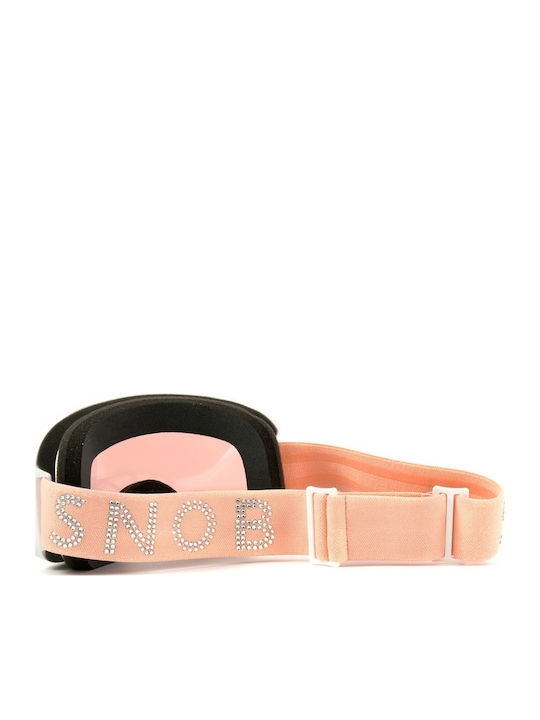 Snob Milano Ski- & Snowboardbrille Erwachsene Weiß mit Linse Spiegel in Rosa Farbe