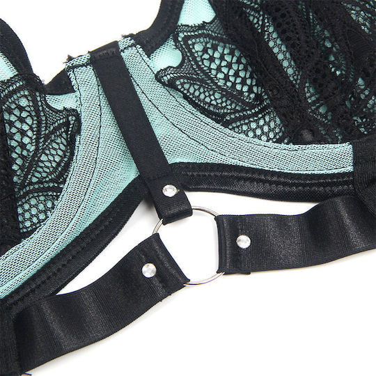 Subblime 955557 Green Patent Leather Mesh Zipper Bra Set