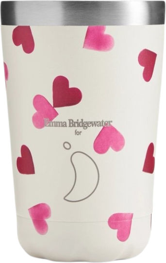 Chilly's Coffee Cup Emma Bridgewater Thermos Glass Stainless Steel / Plastic BPA Free 340ml E.b. Hearts with Straw