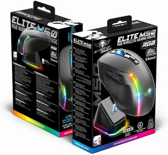 Spirit of Gamer Elite M50 Ασύρματο RGB Gaming Ποντίκι 8000 DPI Μαύρο