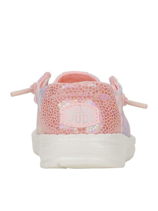Pantofi copii din material textil cu șireturi Roz
