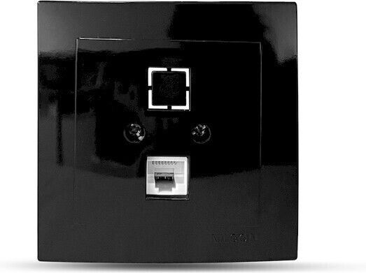 Geyer Διπλή Πρίζα Δικτύου RJ45 με Πλαίσιο Τύπου Cat5 σε Μαύρο Χρώμα 24301044