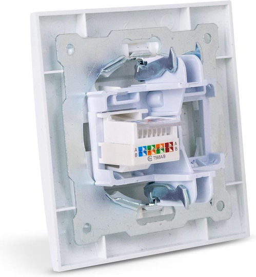 Entac ERWLS-ARN-W Single Network Socket RJ45 with Cat5 Type Frame in White Colour 15.005.0107