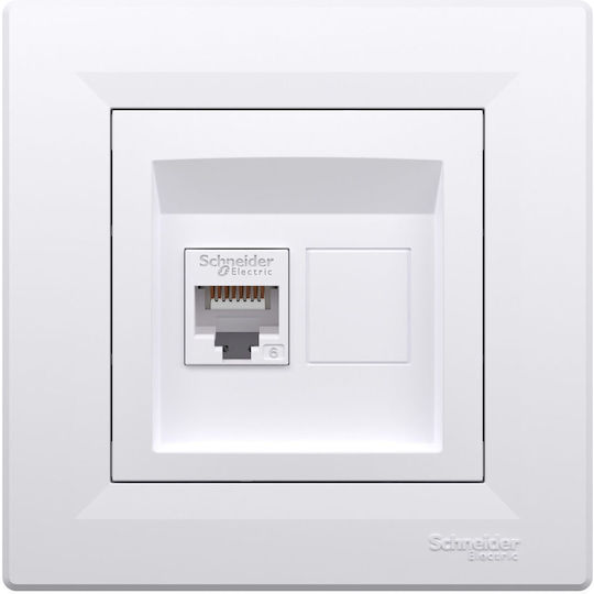Schneider Electric Asfora Single Network Socket RJ45 Cat6 White EPH4700121