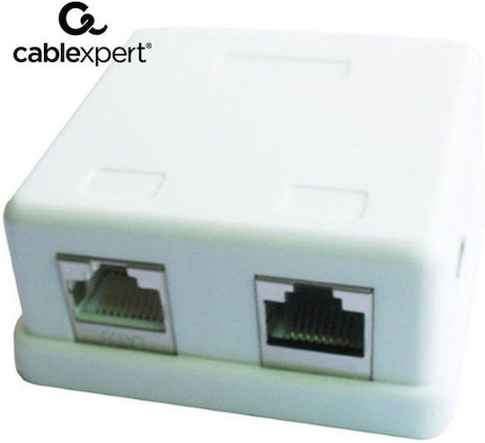 Cablexpert Doppelter Extern Netzwerksteckdose RJ45 Typ Cat5 in Weiß Farbe CAT5e GM-SMB2