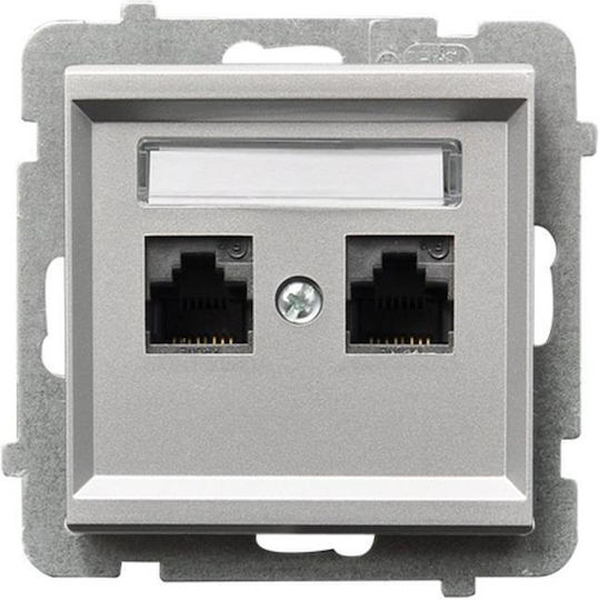 Ospel Двойна Гнездо За Електрическа Мрежа RJ45 Без Рамка В Сив Цвят GPK-2R K M 38