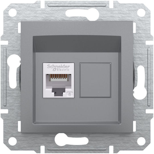Schneider Electric Asfora Μονή Πρίζα Δικτύου RJ45 χωρίς Πλαίσιο Τύπου Cat6 σε Γκρι Χρώμα EPH4700162