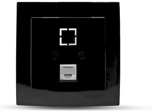 Geyer Single Network Socket RJ45 with Cat6 Type Frame in Black Color 24381045