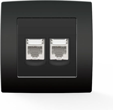 Elmark City Doppelter Netzwerksteckdose RJ45 mit Rahmen in Schwarz Farbe 193711