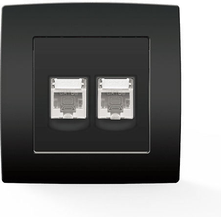 Elmark City Doppelter Netzwerksteckdose RJ45 mit Rahmen in Schwarz Farbe 193711