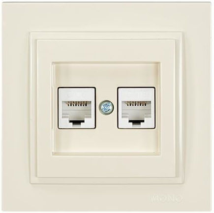 Eurolamp Dublă Priză de Rețea RJ45 Cu Cadru Tip Cat6 În Culoare Bej 152-10241