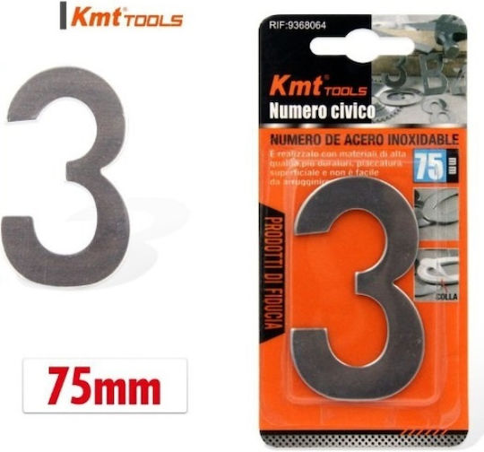 KMT Tools Sign with Number in Silver Color Inox 7.5cm 9368061
