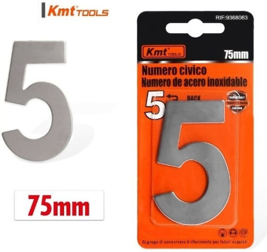KMT Tools Sign with Number in Silver Color Inox 7.5cm 9368063
