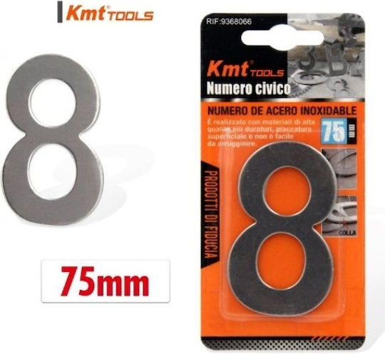 KMT Tools Πινακίδα με Αριθμό 8 σε Ασημί Χρώμα 7.5cm 9368066
