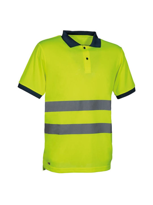 Cofra Kaduna Herren Kurzärmelig Polo-Arbeitshemd Gelb mit Reflektierenden Streifen