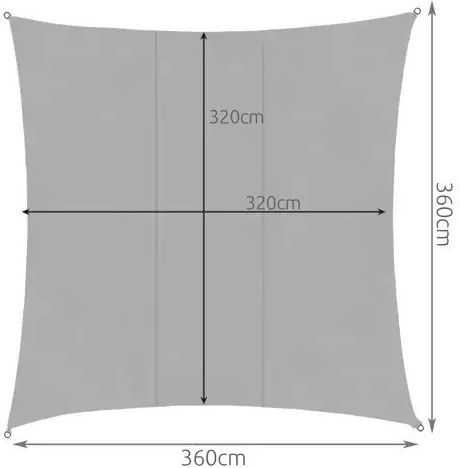 Gardlov Square Shade Sail Gray With Hoop 3.6x3.6m 120gr/m²