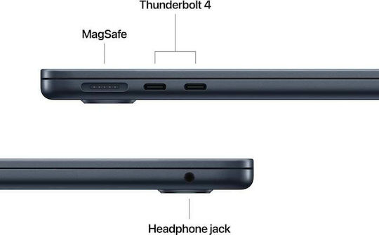 Apple MacBook Air 13.6" IPS Retina Display (M4-10-Core/16GB/256GB SSD/8-Core GPU) με Φορτιστή 30W Midnight (GR Keyboard)