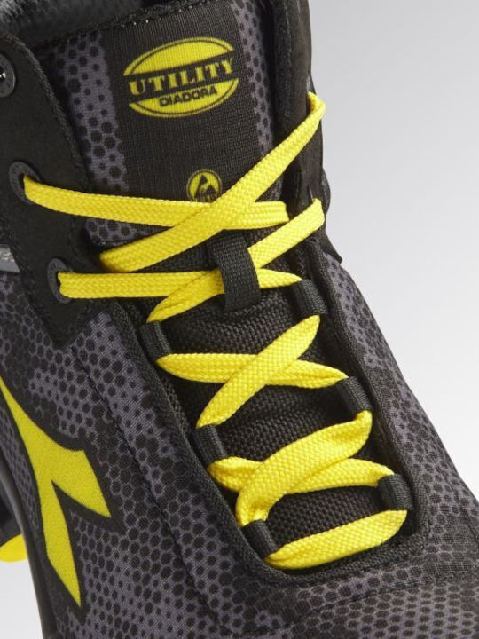 Utility Diadora Αδιάβροχο Μποτάκι Ασφαλείας Μαύρο Γκρί Shark Stable Impact Mid S3s Fo Sr Sc Esd En Iso 20345:2022 181157