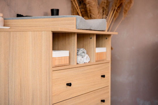 Dulap cu Sertare pentru Bebeluși cu 2 Sertare Bej 96x58x93cm