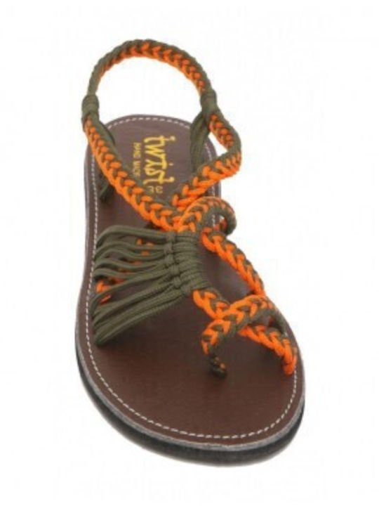 Γυναικεία Σανδάλια KAKI/ORANGE