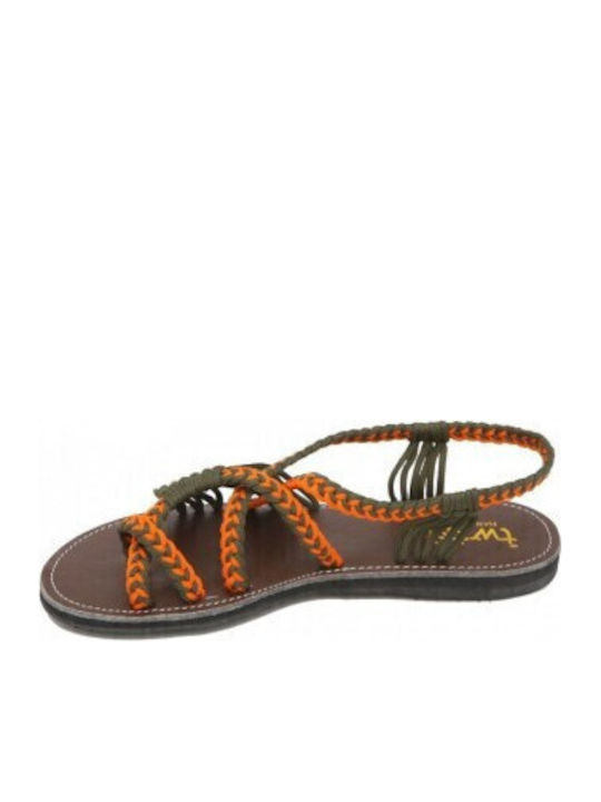 Γυναικεία Σανδάλια KAKI/ORANGE