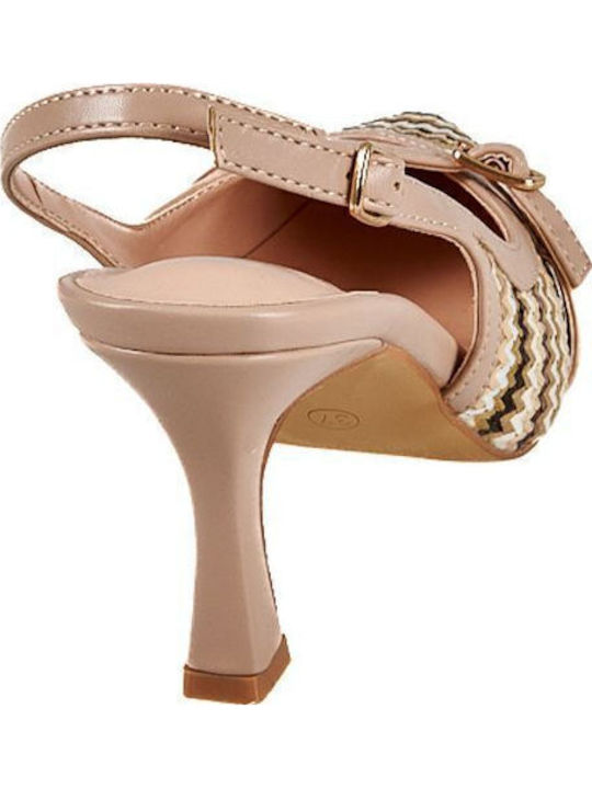 Pumps mit Riemchen & hoher Absatz Beige