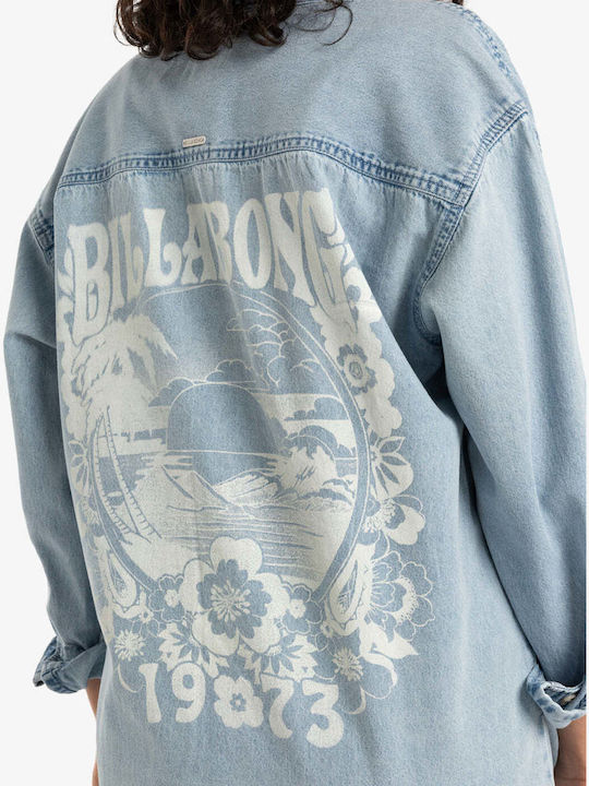 Down Coast Μακρυμάνικο Γυναικείο Τζιν Πουκάμισο Washed Blue