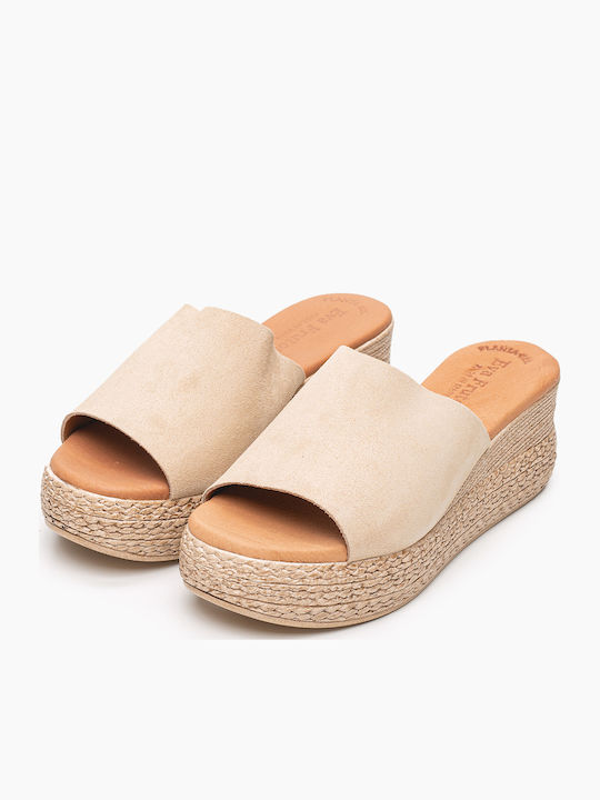 Damenplattformen Beige