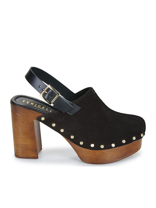 Mules with Chunky Heel in Black Color