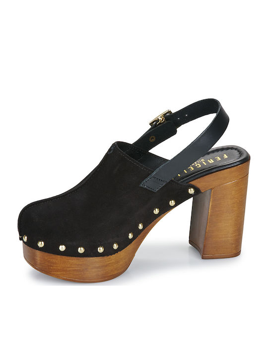 Mules with Chunky Heel in Black Color