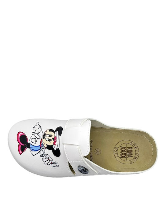 Femei Sabot White with Nurse Print