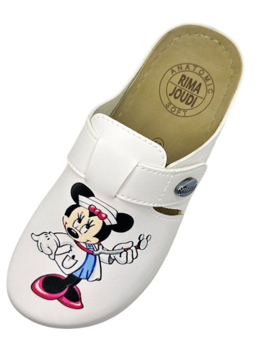 Femei Sabot White with Nurse Print