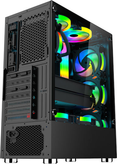 ProGaming Diamond Gaming Midi Tower Κουτί Υπολογιστή με Πλαϊνό Παράθυρο και ARGB Φωτισμό Μαύρο