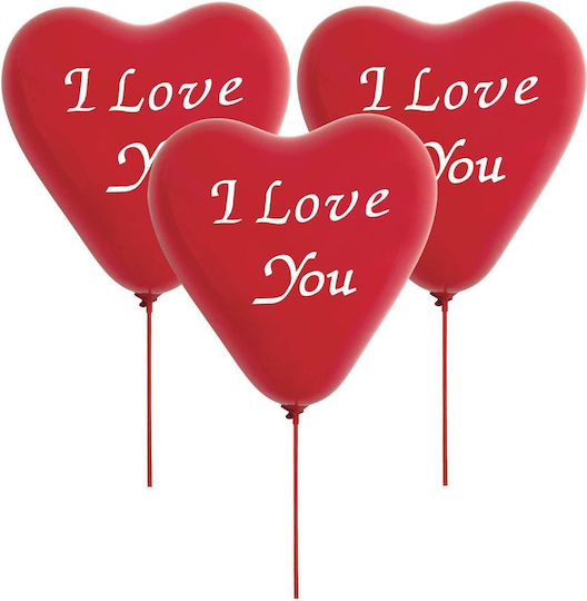 Σετ 8 Μπαλόνια Καρδιές Κόκκινα I Love You 20εκ.