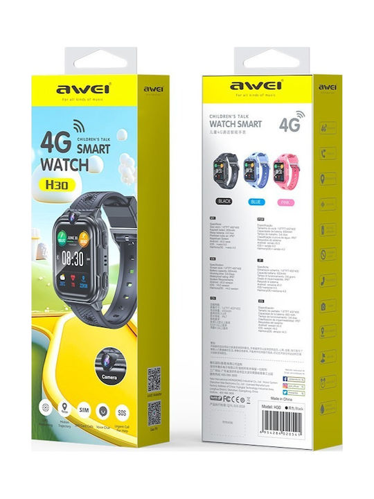 Awei Kids Digital Watch H30 with GPS and Rubber/Plastic Strap Pink