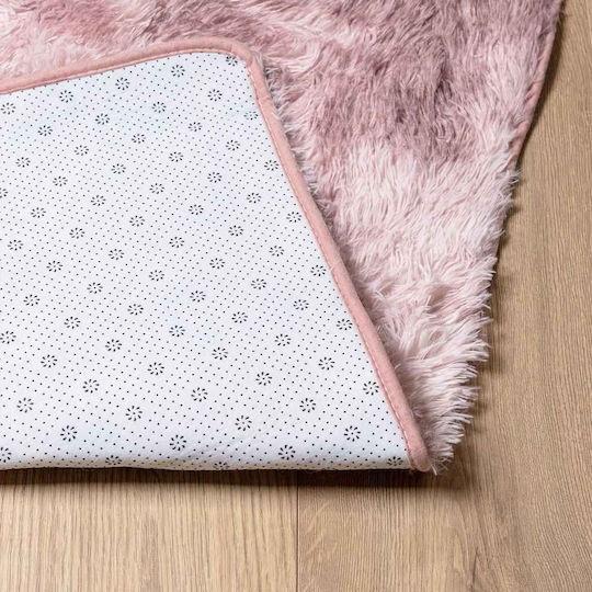 vidaXL Rutschfest Teppich Rechteckig Zottelig Synthetisch,Polyester/Cotton/Leather Dk. Pink