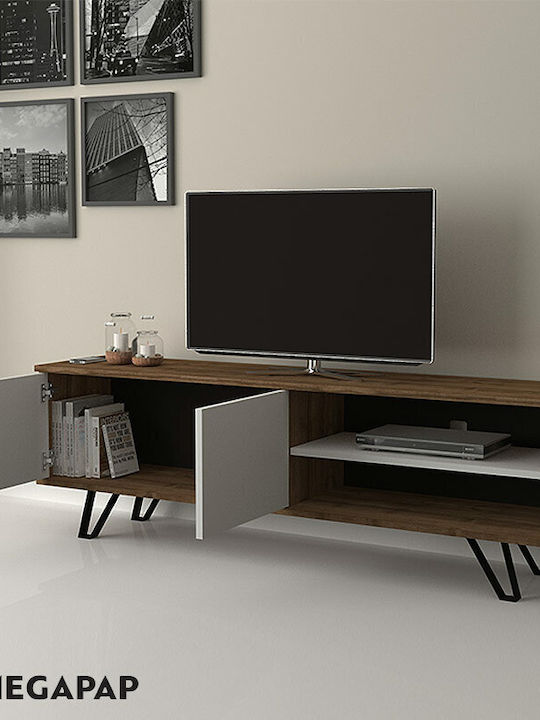 TV Stand Foot Walnut - White L160xD35xH49cm