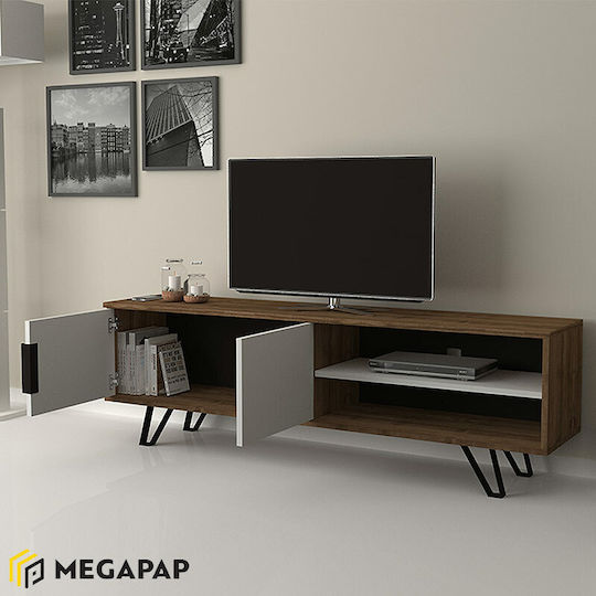 TV Stand Foot Walnut - White L160xD35xH49cm
