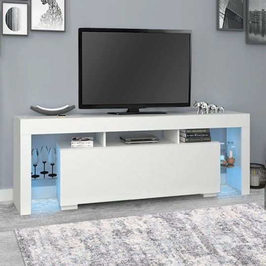 Έπιπλο Τηλεόρασης Stilo με Φωτισμό LED Λευκό Μ150xΠ37xΥ52cm